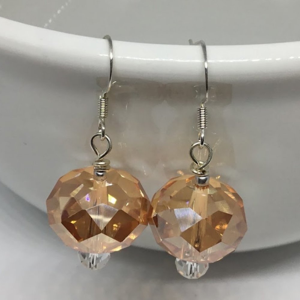 Large Champaign Crystal Earrings